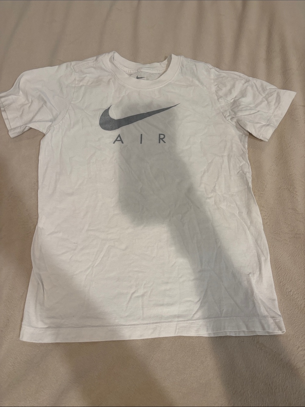 Nike White T-Shirt with Gray Swoosh and AIR